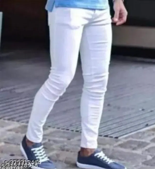 Denim Slim Fit Jeans for Men (White, 30)