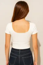 Round Neck Solid T-Shirt for Women 