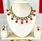 Handicraft Premium Quality Kundan Jewellery Set for Women, Red