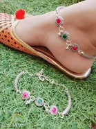 Anklet Multicolor Free Size Anklets & Toe Rings for Women, Pack of 2