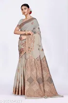 Linen Zari Woven Saree for Women 