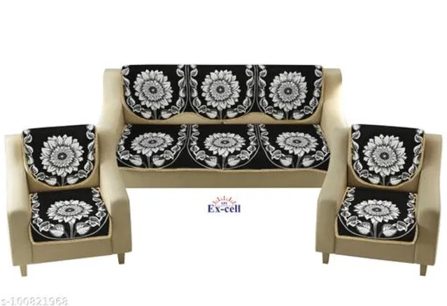 Polycotton 5 Seater Sofa Covers (Black, Set of 1)