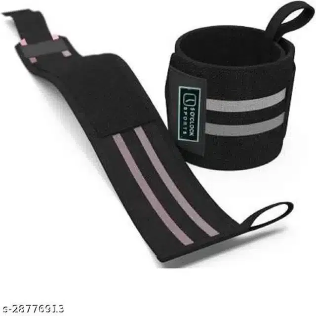 Wrist Support Bands (Black & Grey, Free Size) (Set of 1)