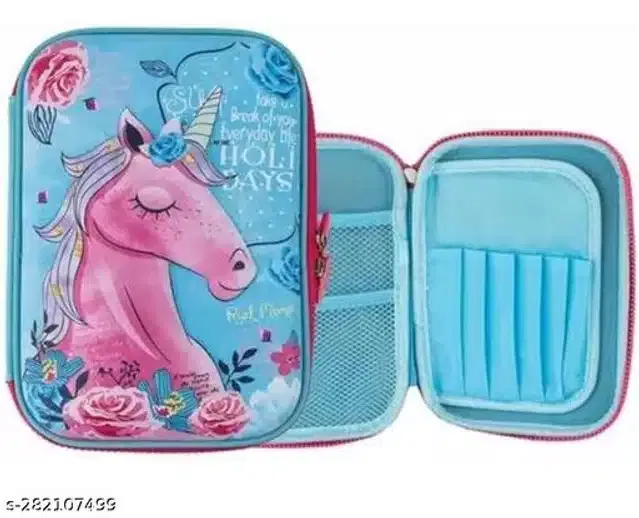 Unicorn Theme Pencil Case (Blue)