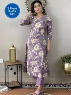 Rayon Floral Print Women's Kurta with Pant Set 
