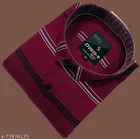Cotton Blend Striped Shirt for Men, Maroon 