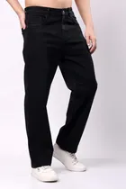 Denim Straight Fit Jeans for Men (Black, 30)