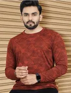 Abstract Printed Round Neck Polyester T-Shirt for Men 