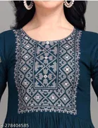 Rayon Slub Embroidered Kurti for Women 