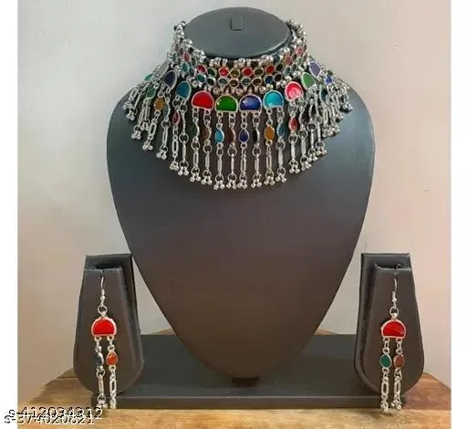 Jewellery Set for Women & Girls | Necklace, Necklace for Women, Choker Necklace for Women | Traditional Meenakari Choker Necklace Jewellery Set with Fish Hook Earrings | Necklace Set for Women | Accessories Jewellery | Birthday & Anniversary Gift