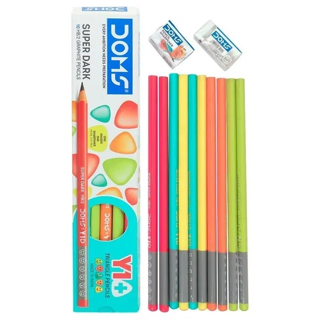 Y1+Pencils with free Sharpener & Eraser (Pack of 10)