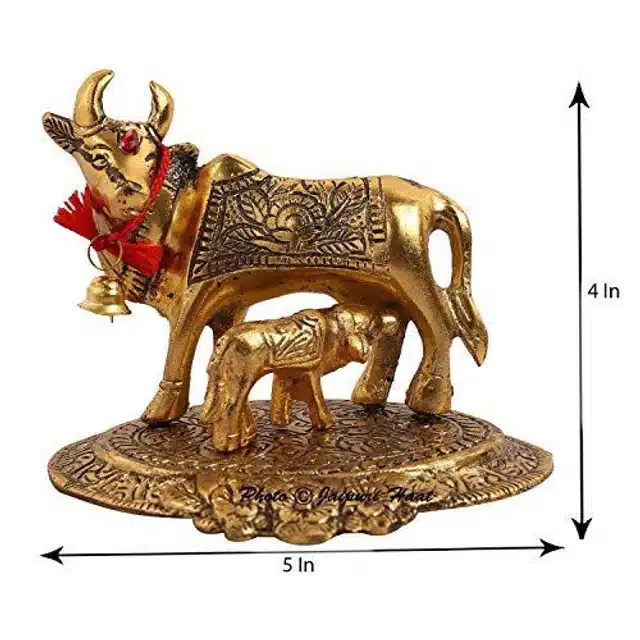 Bhardwaj Retails Handmade Kamdhenu Cow and Calf Others Idol (Assorted) (Pack of 1) (BR77)