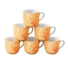 Ceramic Tea & Coffee Cup, Orange, Pack of 6 