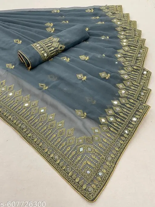 Simple Saree for Women (Green, Free Size)