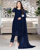 Net Solid Kurta Set with Dupatta for Women 