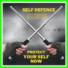 GLUMMY Foldable Self Defense Stick (Black & Silver, 24 inch)