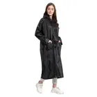 Solid Overcoat with Hoods and Side Pocket Raincoat for Women 