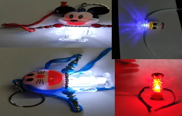 Rakhi for Kids Led Light Donal, Chota Bheem Micy & Doreamon Cartoon Rakhi, Pack of 4