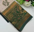 Dola Silk Zari Woven Saree for Women, Beige & Green 