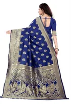 Silk Woven Design Saree for Women, Navy Blue 