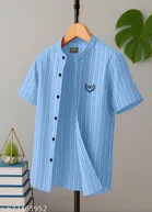 Printed Cotton Blend Mandarin T-Shirt for Boys 
