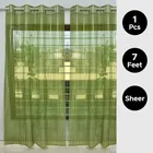 Sheer Plain Green Door Curtain 7ft Combo 