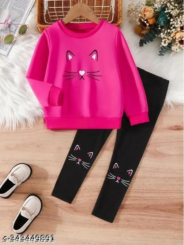 Cotton Blend Clothing Set for Girls (Multicolor, 3-4 Years)