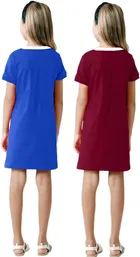 Graphic Print Cotton Blend Shift Dress for Girls, Pack of 2 