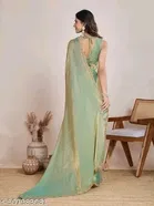 Satin Solid Saree for Women, Sea Green 