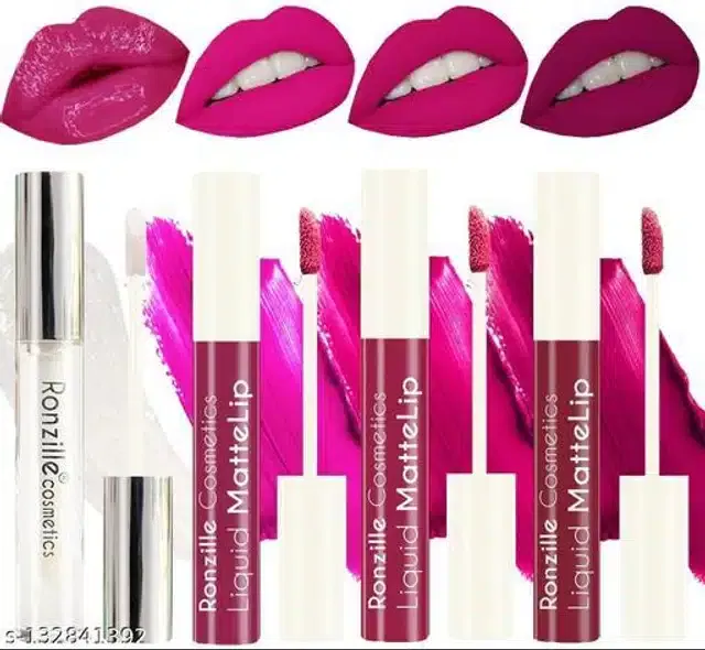 Ronzille Liquid Matte Lipsticks (Multicolor, Pack of 4)