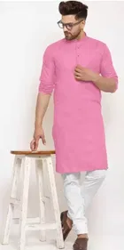 Full Sleeves Solid Kurta with Payjama for Men 
