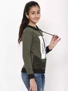 Cotton Blend Printed Hoodie for Girls 