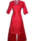 Cotton Blend Embroidered Kurti with Palazzo for Women 