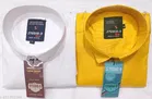 Cotton Blend Solid Shirt for Men, White & Yellow 