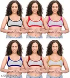 Cotton Sports Bra for Women & Girls, Multicolour, Pack of  6 