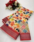 Cotton Linen Printed Saree for Women 