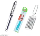 Stainless Steel Peeler with Cheese Grater & Kitchen Knife (Silver, Set of 3)