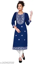 Rayon Slub Embroidered Kurti for Women 