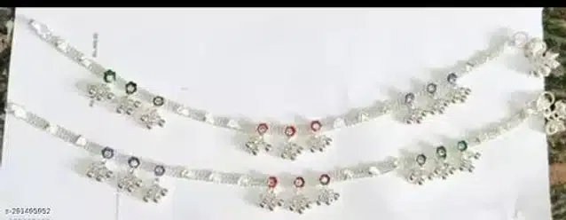 Stainless Steel Anklets for Women (Silver, Set of 1)