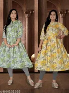 Floral Printed Cotton Kurti with Show Button for Women, Pack of 2 