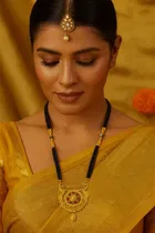 Traditional Gold-Plated Mangalsutras with Multi-Strand Black Beads 