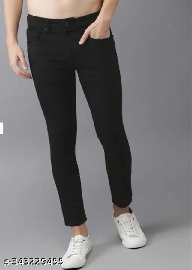 Denim Slim Fit Jeans for Men (Black, 32)