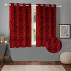 Velvet Emboss Red Window Blackout Curtain 5ft Combo 