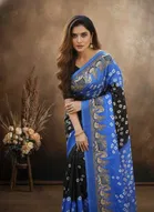 Art Silk Printed Saree for Women, Blue 