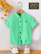 Solid Cotton Blend Mandarin Neck T-Shirt for Boys 