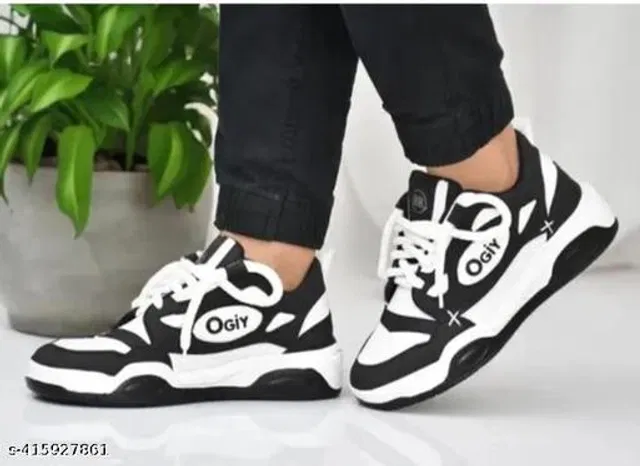 Casual Shoes for Men (Black & White, 9)