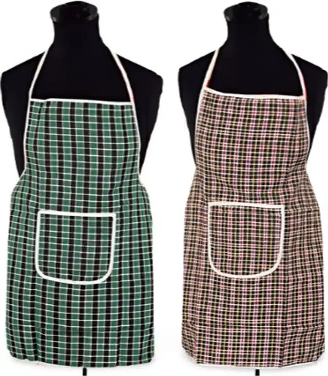 Cotton Kitchen Aprons (Multicolor, Pack of 2)