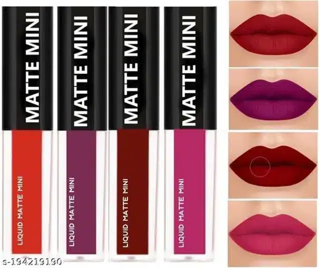 Liquid Matte Lipsticks (Multicolor, Pack of 4)