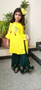 Rayon Embroidered Kurti with Sharara Set for Girls 