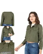 Denim Jacket for Women (Green, XL)